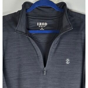 IZOD Golf Mens XL Quarter Zip Pullover Charcoal Grey Heathered Long Sleeve Shirt